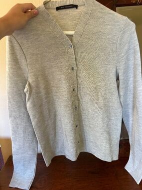 BP Studio 100% Merino Extrafine Wool Cardigan Gray Made in Italy M